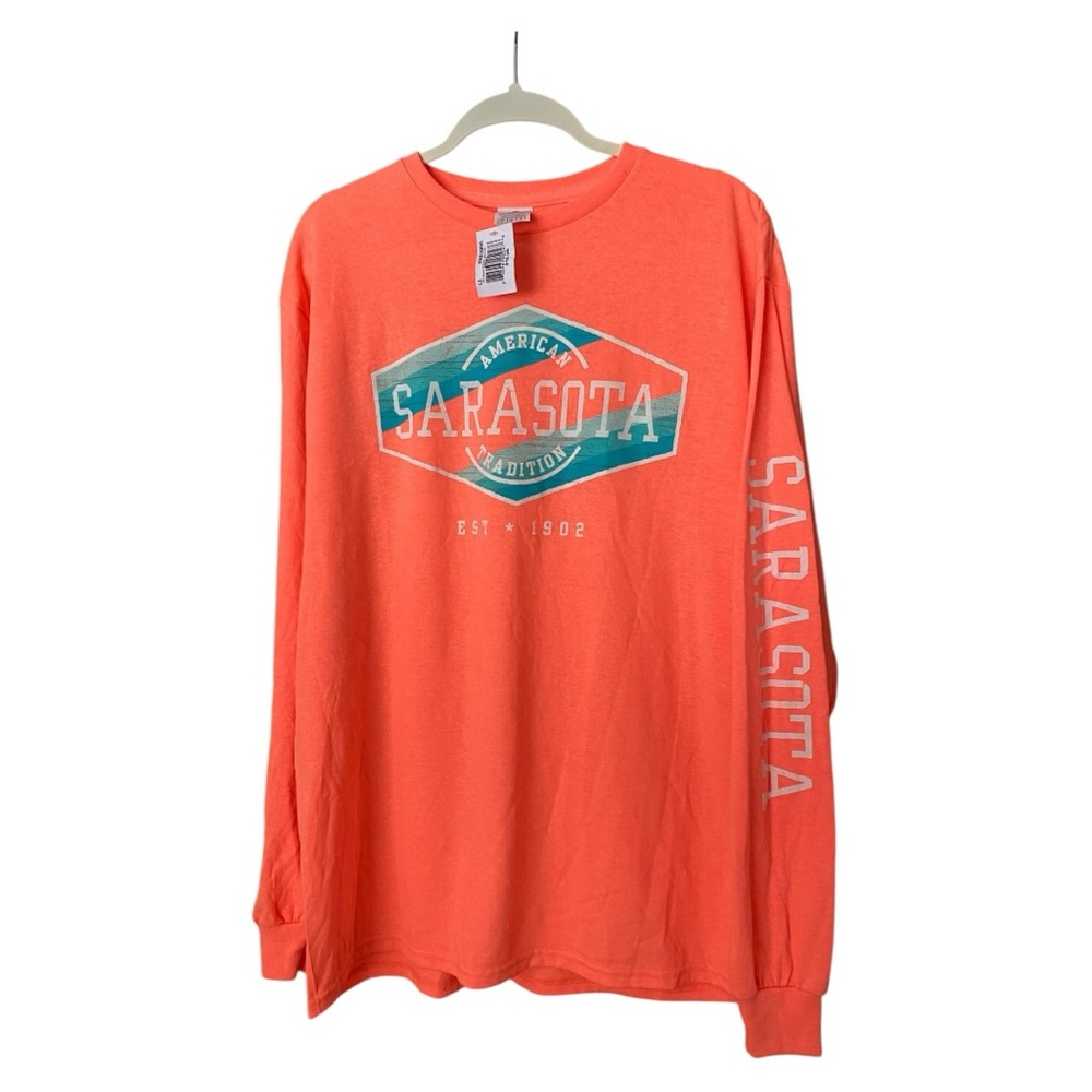 NEW Sarasota T-Shirt Coral Orange Long Sleeve Shirt, Size Large